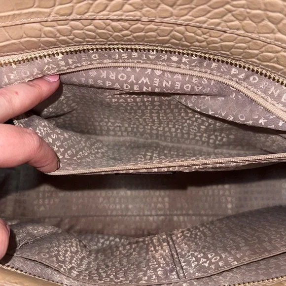 Kate Spade Elissa Bristol Drive Croc Leather Handbag in Tan - Picture 6 of 13